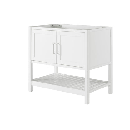 Alaterre Furniture Bennet Bathroom Vanity Without Sink – 36" Freestanding Wood Vanity Cabinet with Soft-Close Shaker Doors, Single Sink Base (White)