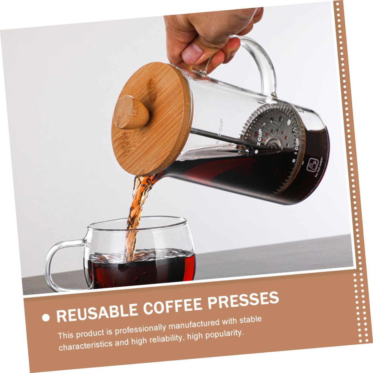 Ciieeo Espresso Coffee Cup, Glass Press Kettle, Cold Brew Coffee Pot, Borosilicate Coffee Pot for Travel
