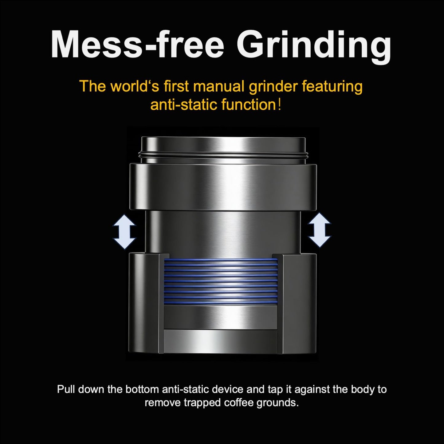 V4 Manual Coffee Grinder with Foldable Handle and External Adjustment, Espresso Drip Coffee Grinder with Aluminum Alloy Body & Stainless Steel Burr for Consistent Grind – Travel Camping Home Use