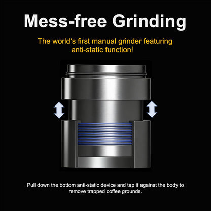V4 Manual Coffee Grinder with Foldable Handle and External Adjustment, Espresso Drip Coffee Grinder with Aluminum Alloy Body & Stainless Steel Burr for Consistent Grind – Travel Camping Home Use
