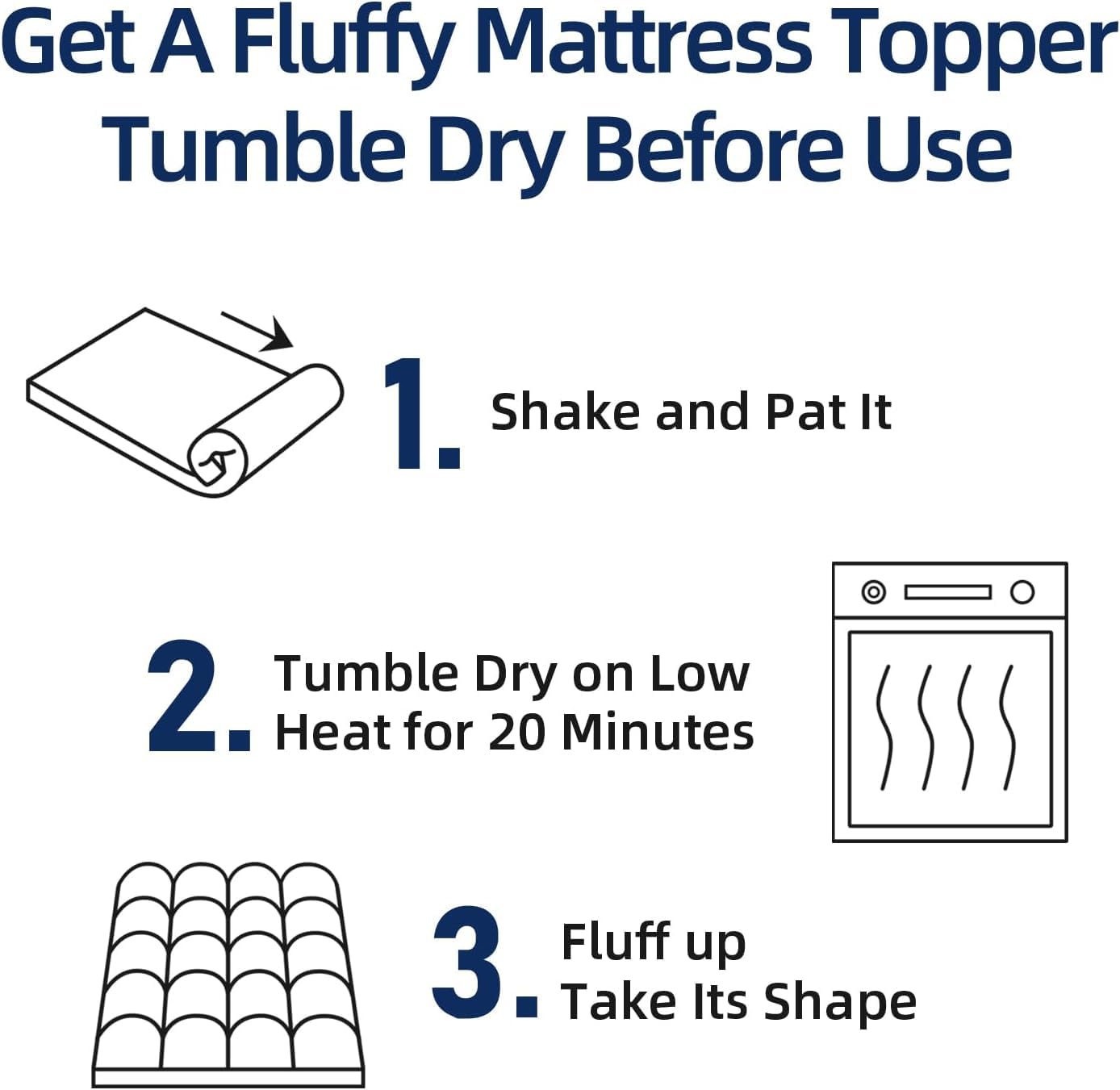 Mattress Topper Full for Back Pain, Extra Thick Mattress Pad Cover, Plush Pillow Top, Deep Elastic Pocket, White, 54"X75"+20"