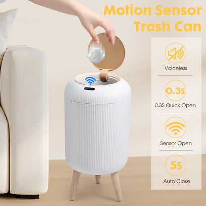 onlcuk Automatic Motion Sensor Bathroom Trash Can with Lid, 3 Gallon / 11L Touchless Trash Garbage Bin with Removable Legs for Kitchen, Bedroom, Office, Small Trash Cans Trashcan Wastebasket-White