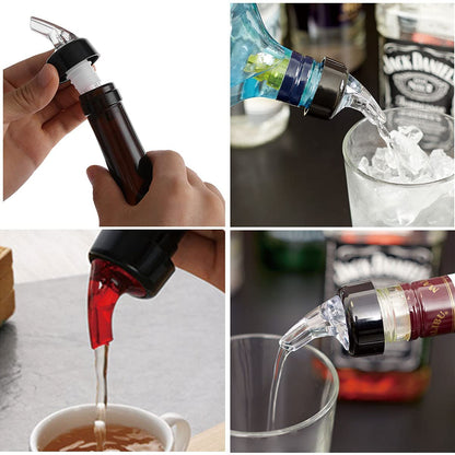 NFFIBDH Automatic Measured Bottle Pourer - Quick Shot Spirit Liquor Pour Spouts with Dust Caps for Wine Cocktail Beverages - Ideal Home Bar Tools 1.5 oz / 45ml (Red, 12 Pack)