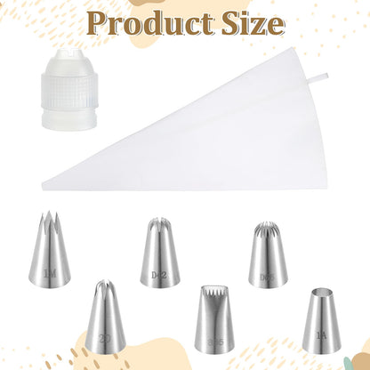 4 Pcs 24 inch Reusable Piping Bags and Tips Set 11Pcs Cotton Pastry Bags Kit Frosting Piping Kit, Durable Cotton Exterior for Cake Decorating, Cupcakes, Cookies, Home Bakers, Chefs