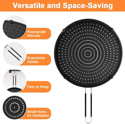 Apidgrowth Silicone Splatter Screen for Frying Pan,Grease Splatter Guard,Heat-Resistant Splatter Guards for Cooking,Dishwasher Safe (9.8", 11.4", 13")