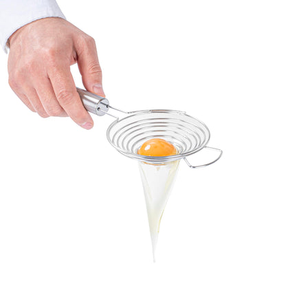 Restaurantware Met Lux 10.2 Inch x 3.5 Inch x 2 Inch Egg Separator 1 Spiral Egg White Separator - With Hanging Hole Dishwasher-Safe Stainless Steel Egg Yolk Separator For Kitchen