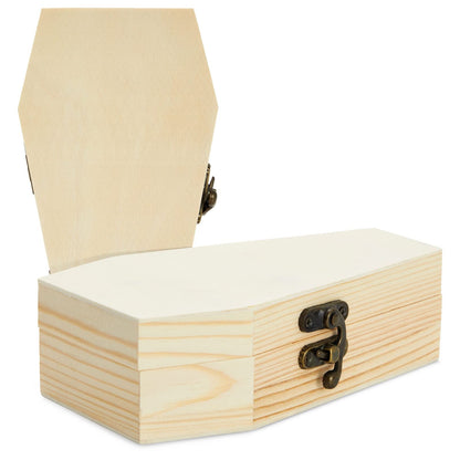 Bright Creations 6 Pack Unfinished Wood Coffin Box with Hinged Lids - Coffin Decor Mini Wooden Boxes for Crafts, Halloween Party Favors, and Decorations (6.1 x 3.5 x 1.8 in)
