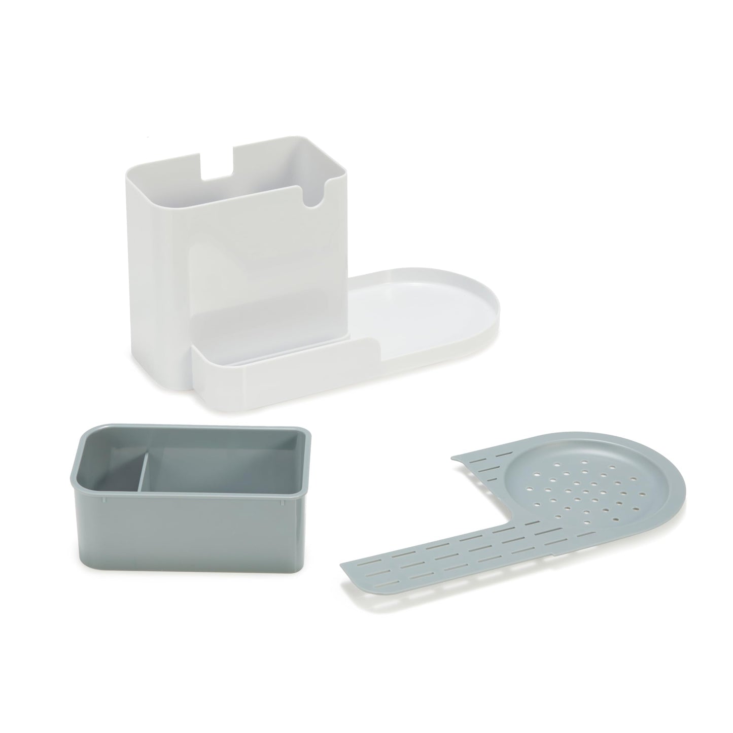 Amazon Basics Kitchen Sink Caddy Organizer for Sponge and Brush Storage, Large, White