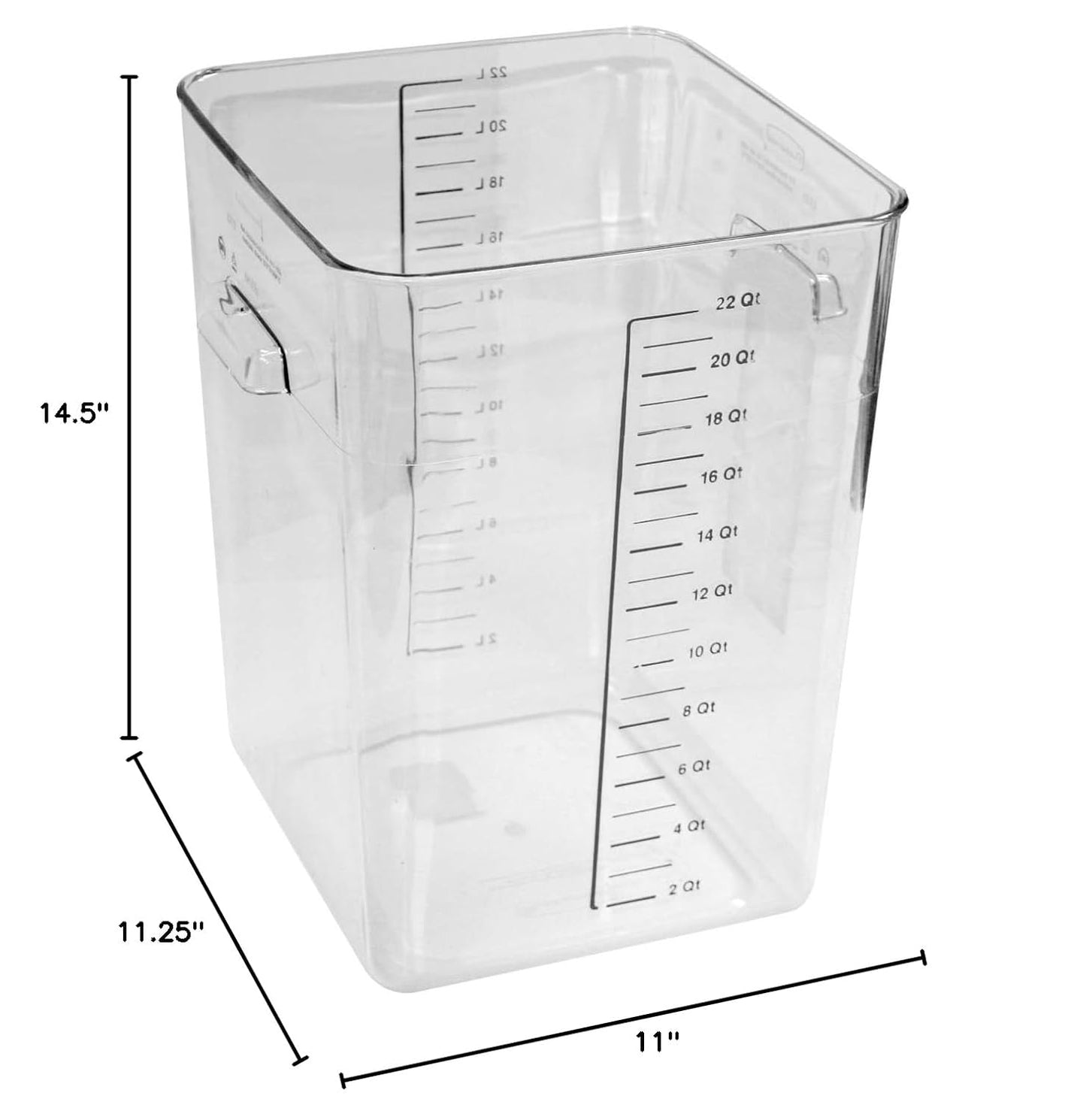 Rubbermaid Commercial Products Space Saving Square Food Storage Container, 22 Quart, Clear