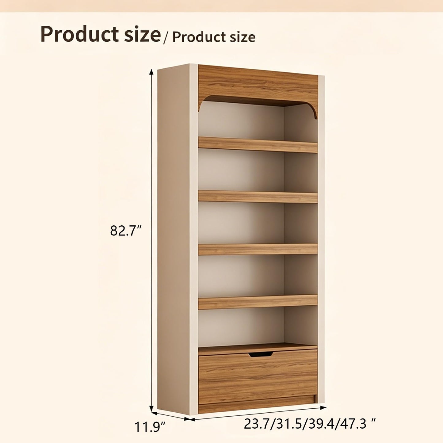 VGRDROK Retail Display Cabinet, Wooden Perfume & Cosmetic Display Shelf with Drawer, Freestanding Display Case for Beauty Salon, Boutique Store Khaki-0.63" Side Panel(with LED Strip) 39.4"