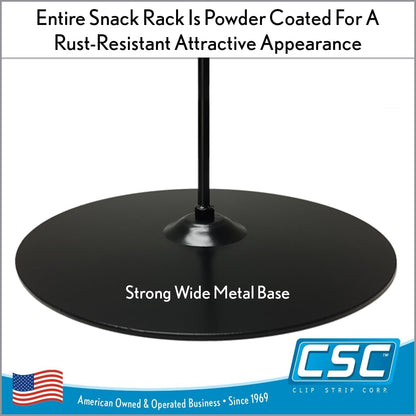 Chip Rack Display Stand, Chip Bag Holder for Stores, Party, Display, Concession Stand, 23.75" H, Black, 12 Clips, Countertop Snack Hanger, Snack Retail Display Rack