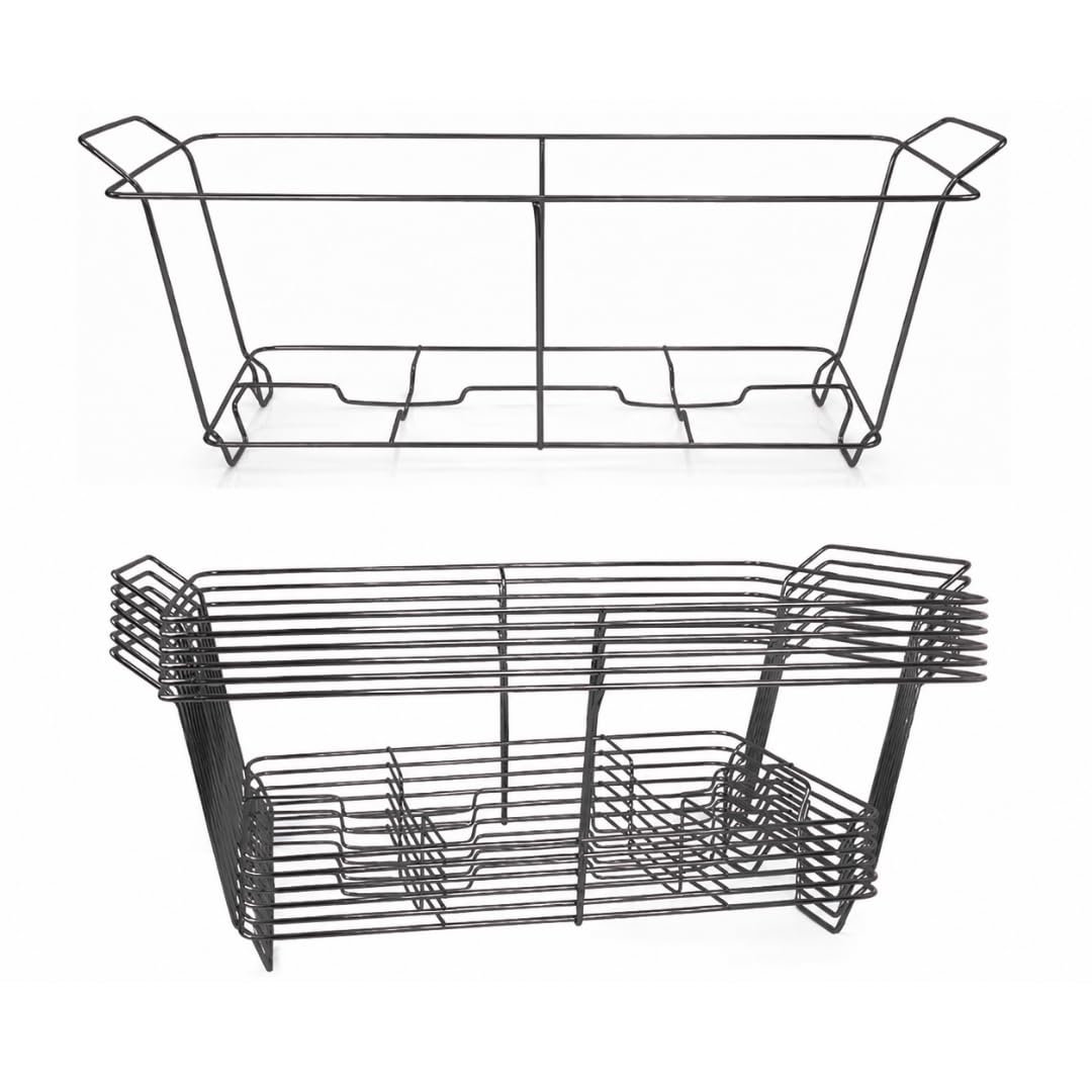 Kitchsy Full Size Buffet Chafing Dish Stand, Black Wire Rack Frame for Serving Pans, Food Warmer Stand for Catering, Weddings, Parties, Events, Reusable Chafer Rack (25)