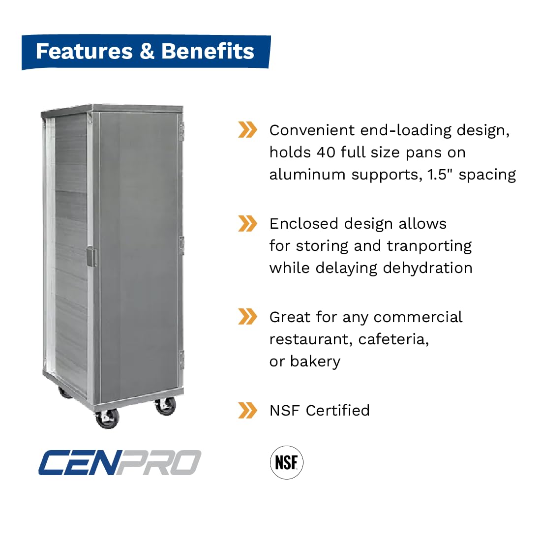 CenPro Commercial Enclosed 40-Tier Aluminum End Load NSF Bun/Sheet Pan Rack | Bakeries, Caterers, Kitchens, Restaurants | (#28W-151)