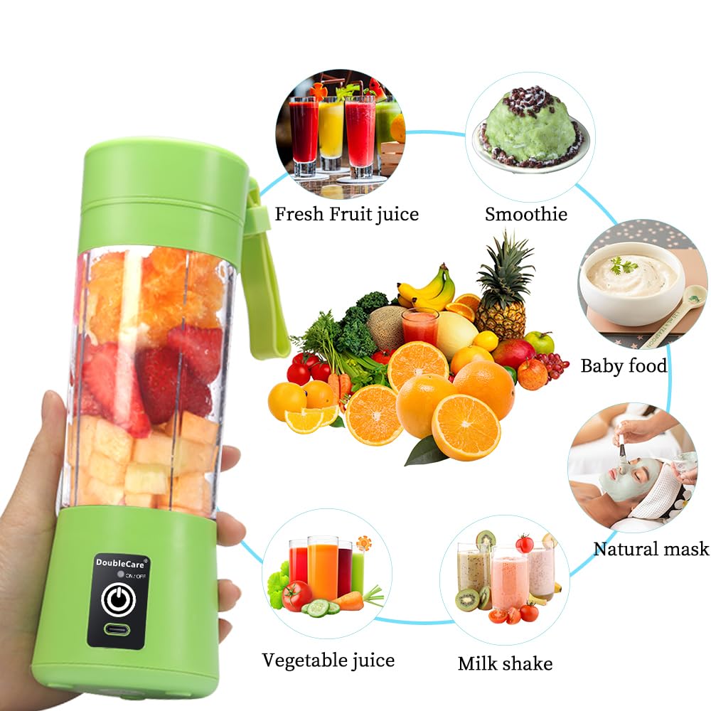 Portable Blender Cup,Electric USB Juicer Blender,Portable Juicer For Shakes and Smoothies, juice,380ml, Six Blades Great for Mixing,light purple