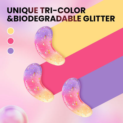 Under Eye Patches (24 Pairs) - New Tri-color Glitter Eye Gel Pads for Dark Circles Puffy Eyes,Under eye Bags,Wrinkles|Natural Collagen Under Eye Mask Patches, Gel Under Eye Patches