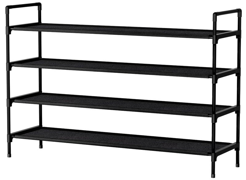 Nbwxcwbs Shoe Rack 4 Tier Shoe Organizer Shoe Storage Shoe Rack for Narrow Hallway Entryway Bedroom Easy Assembly (Black)