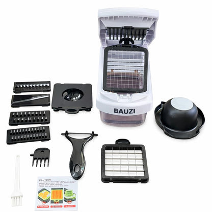 12-in-1 ABS Vegetable Chopper, Onion Cutter with Container, Food Slicer Dicer & Grater, Multifunction Kitchen Gadget for Fruits & Vegetables, BPA Free