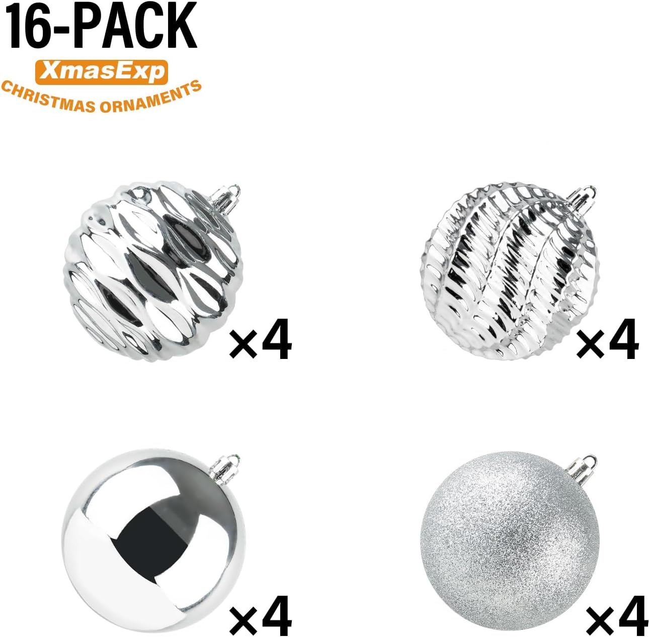 XmasExp 16ct Christmas Balls Ornaments - Shatterproof Large Hanging Balls for Holiday Wedding Party Tree Decoration
