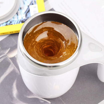 XIHUADOU Self Stirring Mug, Mixing Coffee Mug Automatic Magnetic Stirring Coffee Cup Stainless Steel Cup Hot Drink Stirrer for Hot Cocoa,Chocolate,Mocha,Matcha,Milo(COLOR:White)