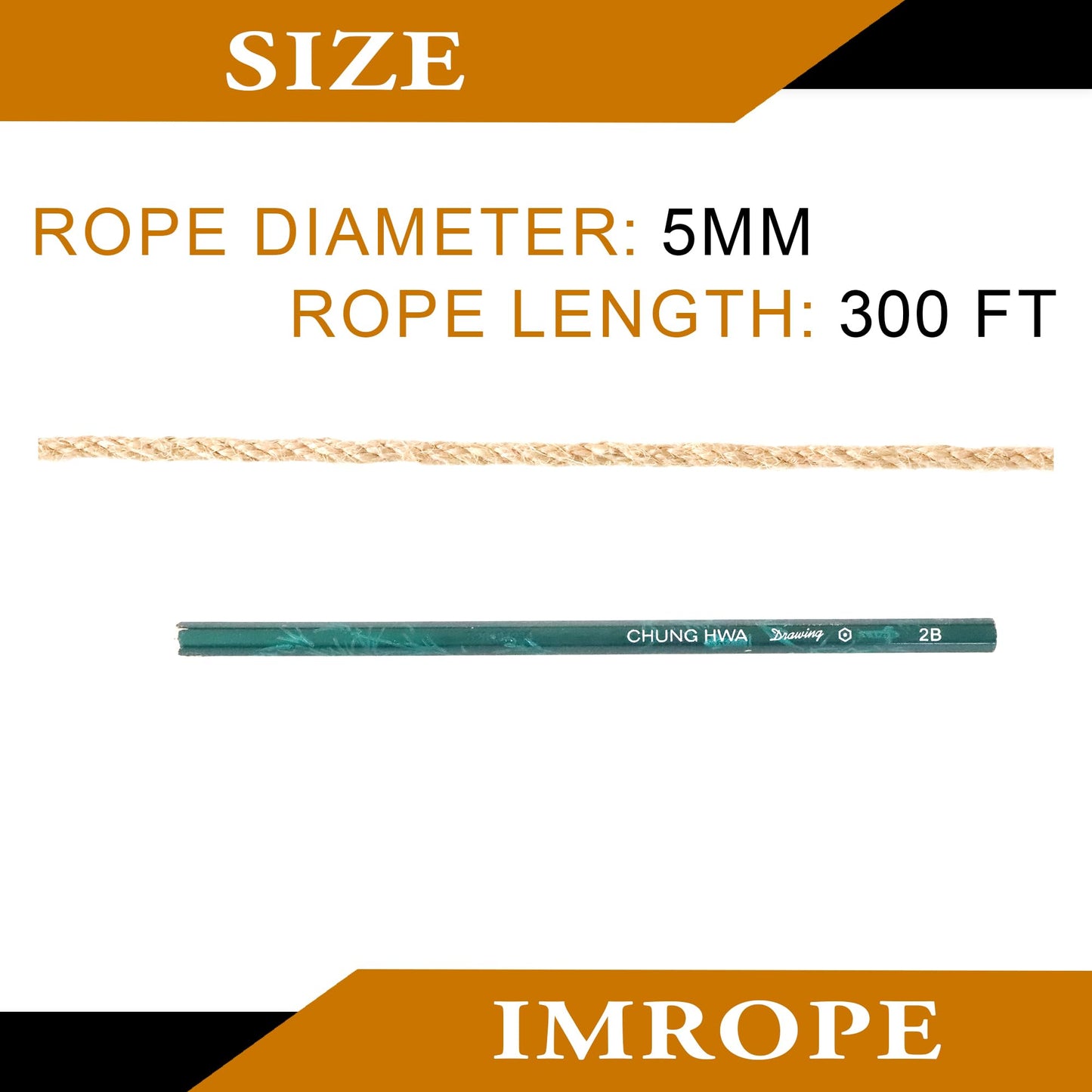 IMROPE 5mm x 300 Feet Natural Jute Rope, Twine for Gardening Tomato Climbing Plant Tie Floristry Crafts Gift Wrapping Packing Decor