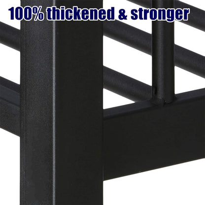 TIHWOALL Upgraded & Stronger Heavy Duty Metal Queen over Queen Bunk Bed with Twin Size Trundle, More Stable Safer Thickened Bunkbeds (Greater Weight Capacity) (Queen over Queen Bunk with Twin Trundle)