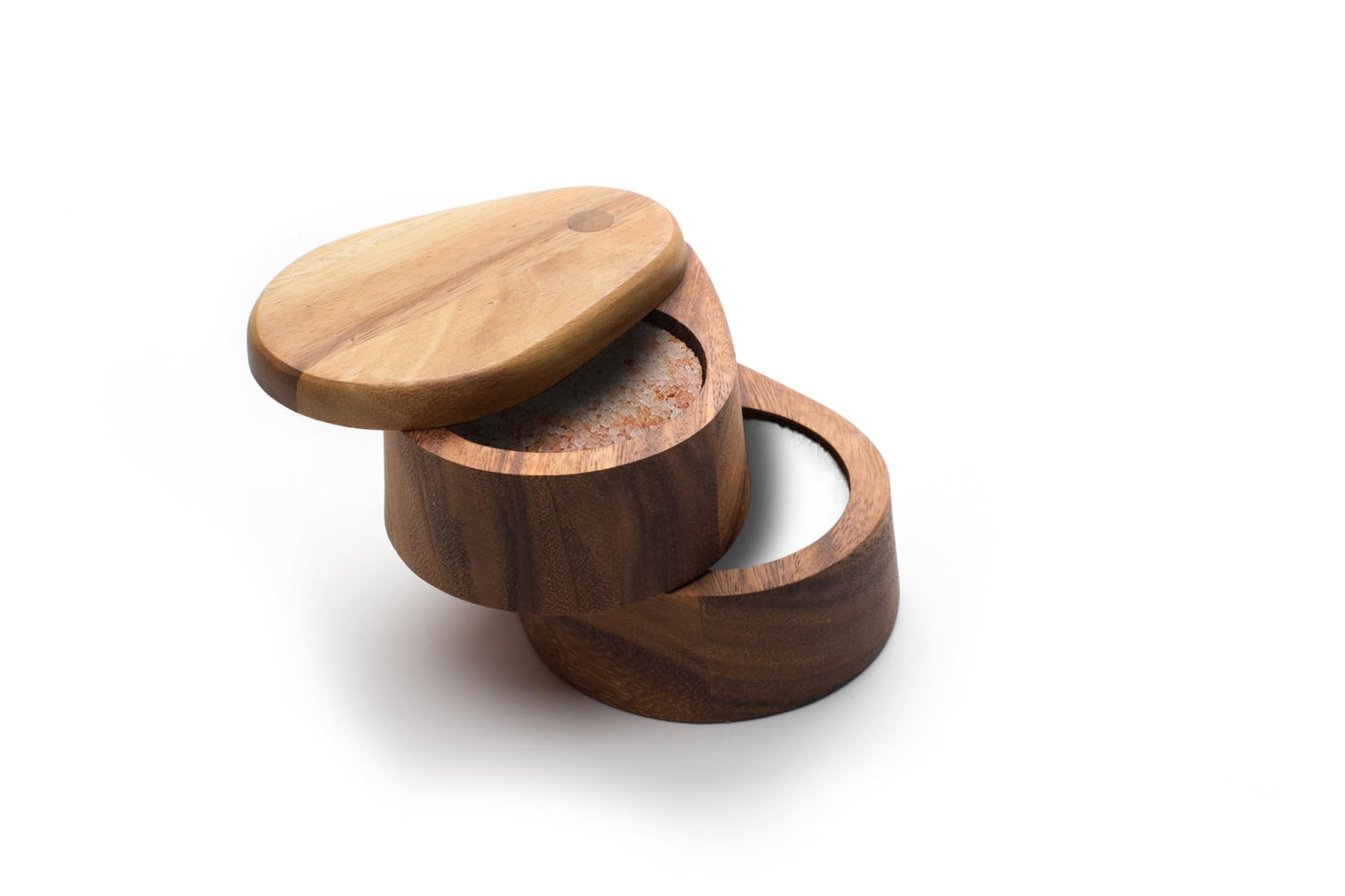 Ironwood Gourmet Double Layer Swivel Salt Cellar Box, Acacia Wood