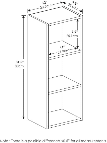 Furinno Pasir Open Shelf Bookcase, 3-Tier, No Tool Assembly, White