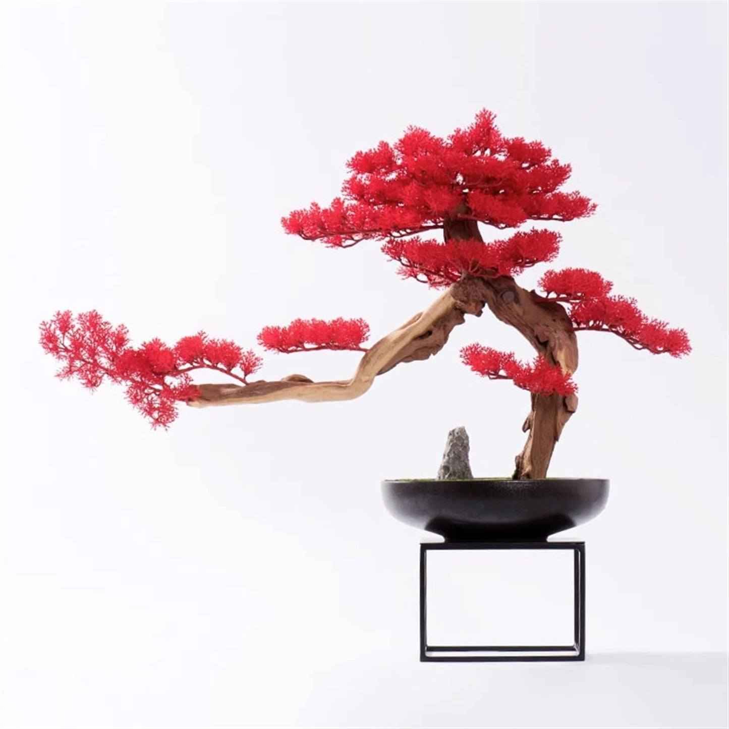 Simulated Tree, Red Artificial Bonsai Pine Tree Welcome Pine Bonsai Ornament Ceramic Potted Plant Modern Luxury Office Living Room Corridor Decoration,Artificial Bonsai Tree