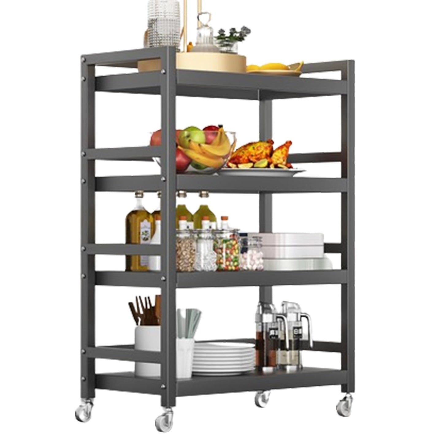 Stainless Steel Rolling Cart, Kitchen Utility Storage Cart with Locking Wheels for Lab, Clinic, Kitchen, Salon - Multi-Layer Design