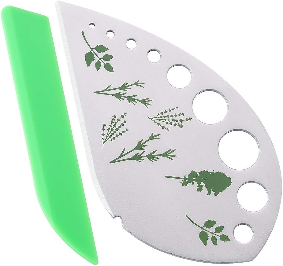 Herb Stripper Cutter Scissors, Stainless Steel Leaf Remover Tool with Protective Holder