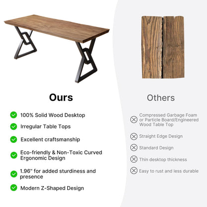 jmzx store Solid Wood Rustic Style 55.1-inch Computer Desk - Large Office Desk for Home Office, Modern and Simple Design, Ideal for Dining,Study, Writing (Black-w, 55.12 * 27.56 * 29.53)