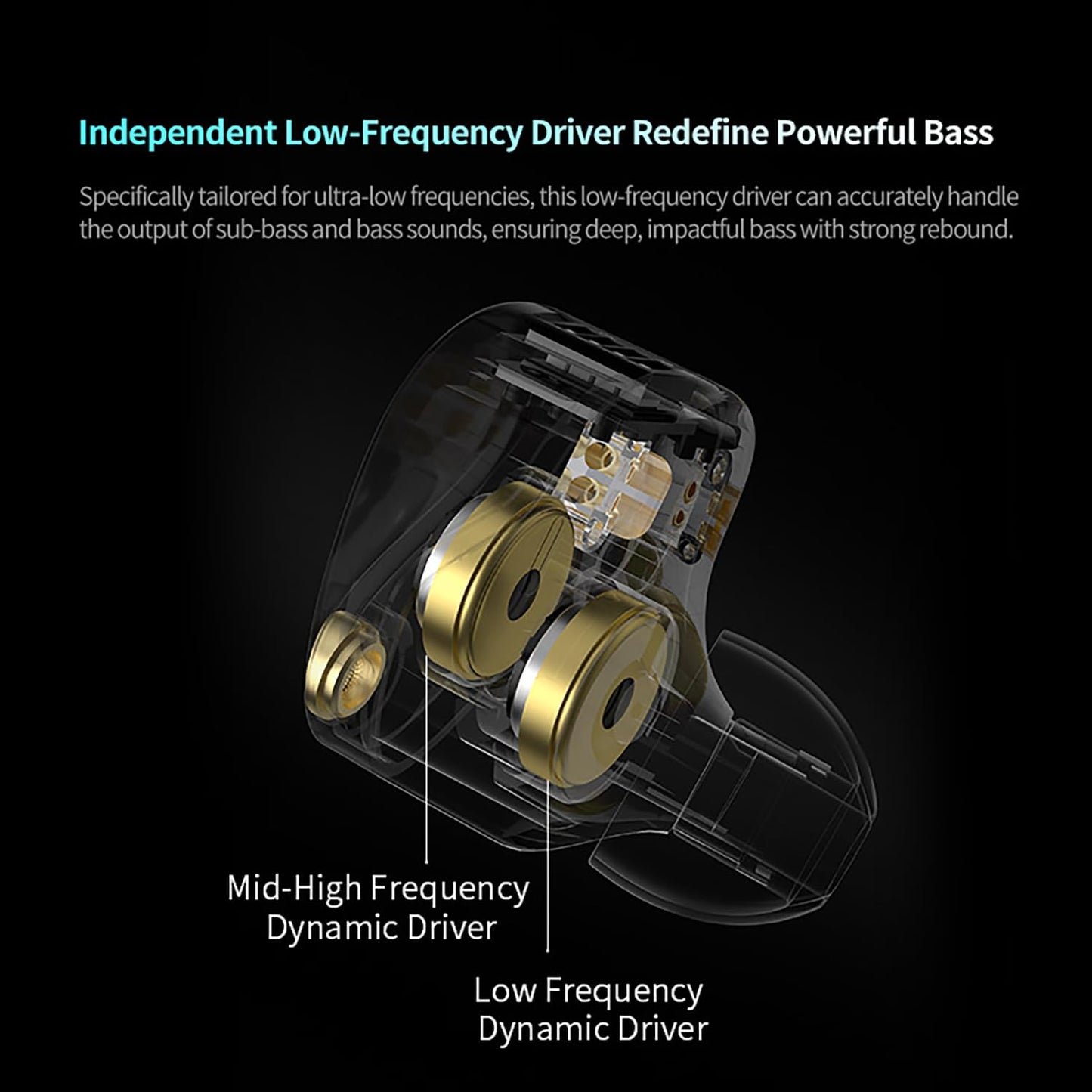 KZ Castor Pro Tunable in Ear Monitor, HiFi Improved Bass in Ear Headphone, Dual-Dynamic Driver Gaming Earbuds, IEM Earphones with 2PIN-C Detachable Cable