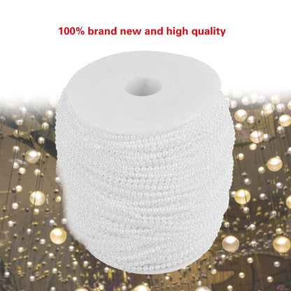 Faux Pearl Bead Garland Spool Rope,100m/roll Imitation Pearl Wire Beads Garland String Wedding Party Decoration 2.5mm(White)