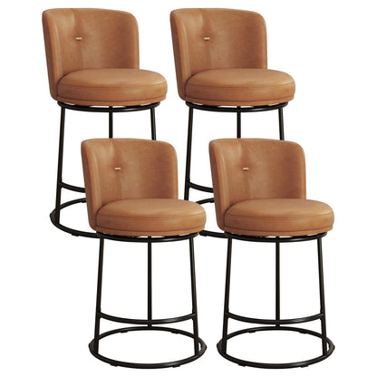 SAECKBERG Swivel Counter Height Bar Stools Set of 4, 26" H Modern Bar Stools for Kitchen Island Counter, Upholstered Barstools with Backs, Counter Height Chairs （Brown, Faux Leather）