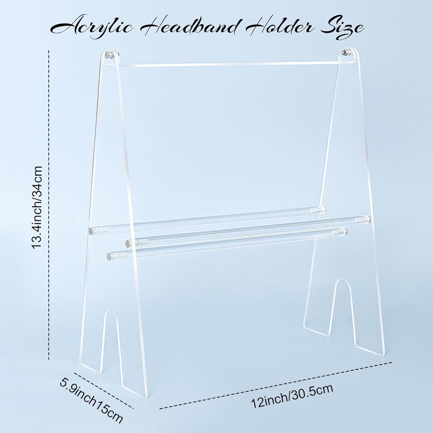 Headband Holder Organizer, Acrylic 2-Tier Clear Headband Display Stand for Girls and Women (13.4in Height)