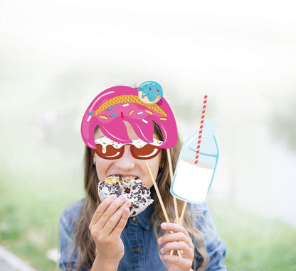 CC HOME Donut Birthday Party Supplies, Photo Booth Props for Girls, Birthday Baby Shower Decorations