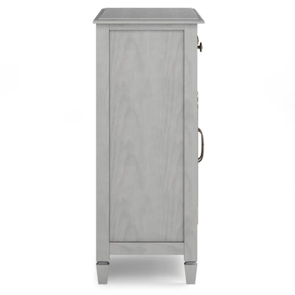 SIMPLIHOME Connaught 40-inch Wide Solid Wood Storage Cabinet in Fog Grey for Entryway, Living Room, Organizer for Hats, Gloves, Shoes, Keys, Slim Design, Traditional Style