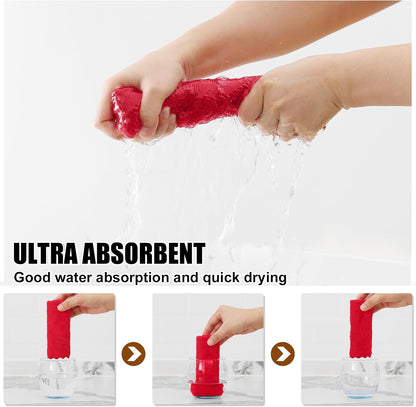 12 Pack (10 10 Inches, Homaxy Kitchen Dish Cloths x Red), Super Soft and Absorbent Coral Velvet Dish Towels, Nonstick