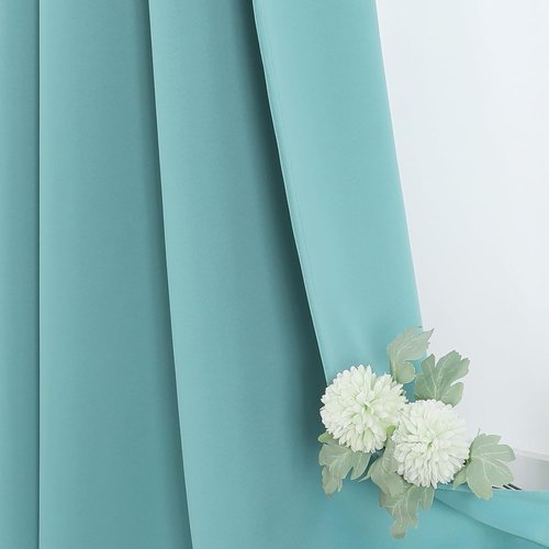 ChrisDowa Blackout Curtains - Thermal Insulated Room Darkening Grommet Panels, Aqua, 42 x 63 Inch