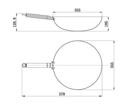 Valtcan T35 Titanium Wok Pan 14" Grade 1 Pure Titanium, 2.0mm Solid (Not Coated), PFAS-Free, No PTFE, No Chemical Coatings, 3 lbs Ultralight, Non-Stick Without Chemicals, Metal Utensil Safe
