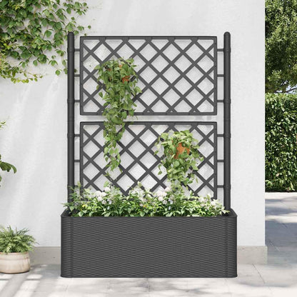 Tmriohed Self-Watering Trellis Planter Box Anthracite Plastic 39.4x16.9x55.9 in Large Outdoor Planter Box for Climbing Plants Patio Balcony Garden