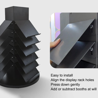ZOCWJK Rotatable Marble Slab Display Stand, Gray Porcelain Rack with 18 Card Slots, Iron Tile Sample Holder, Wooden Floor Storage Shelf, Perfect for Showrooms and Reta,Black,Gray-40x40x59cm