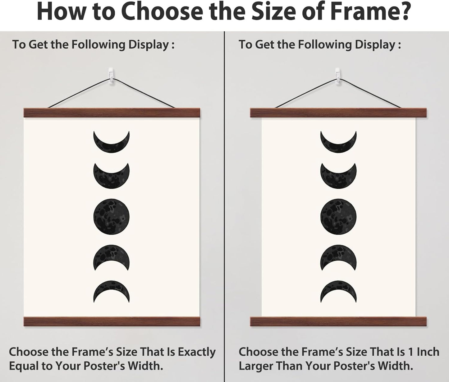 14x14 14x20 14x24 HONKKI Magnetic Poster Hanger Frame for Movie Music Posters Wall Art,Walnut Wood Picture Frames