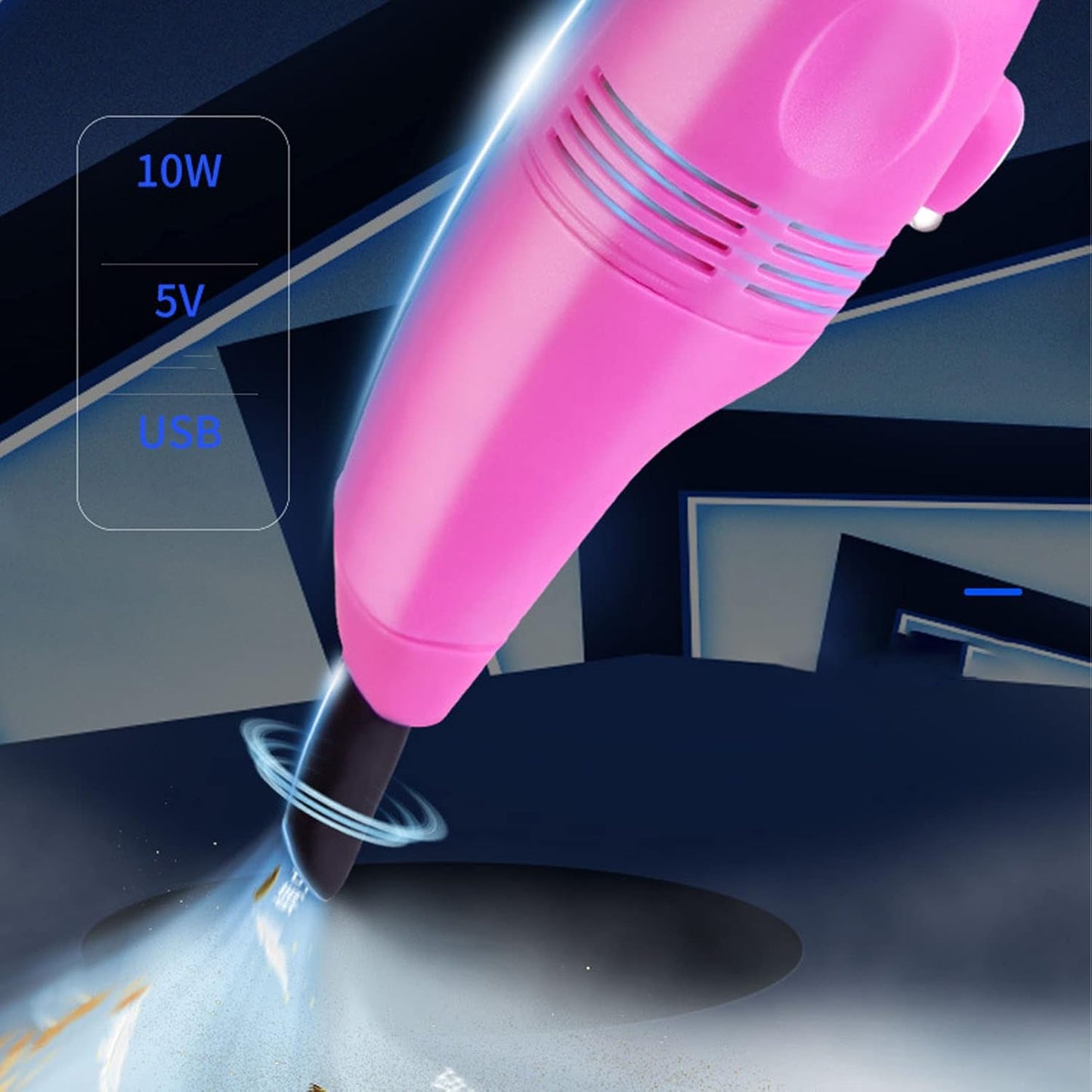 Mini Nail Dust Vacuum Cleaner, Desktop Vacuum with Large Suction Brush Head for Crumbs (Blue)