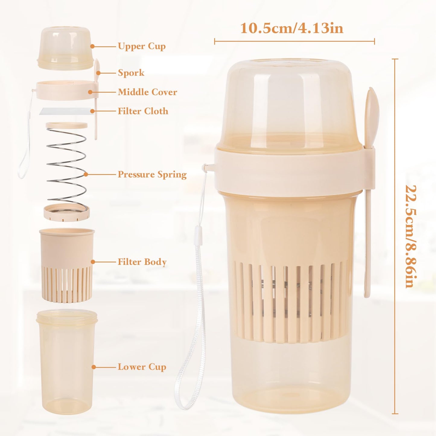 Greek Yogurt Strainer, 16.9 ounces Yogurt Cheese Maker with Containers & Fine Mesh Lid - Reusable Filter for Homemade Thick Greek Yogurt