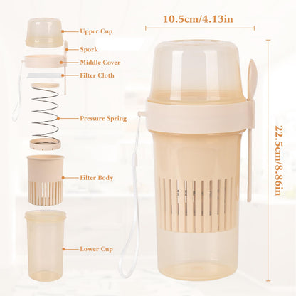 Greek Yogurt Strainer, 16.9 ounces Yogurt Cheese Maker with Containers & Fine Mesh Lid - Reusable Filter for Homemade Thick Greek Yogurt