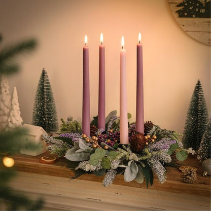 BLOSMON Advent Wreath - 14-Inch Christmas Candle Holder Ring for Festive Table Decor | Pine Berry Design