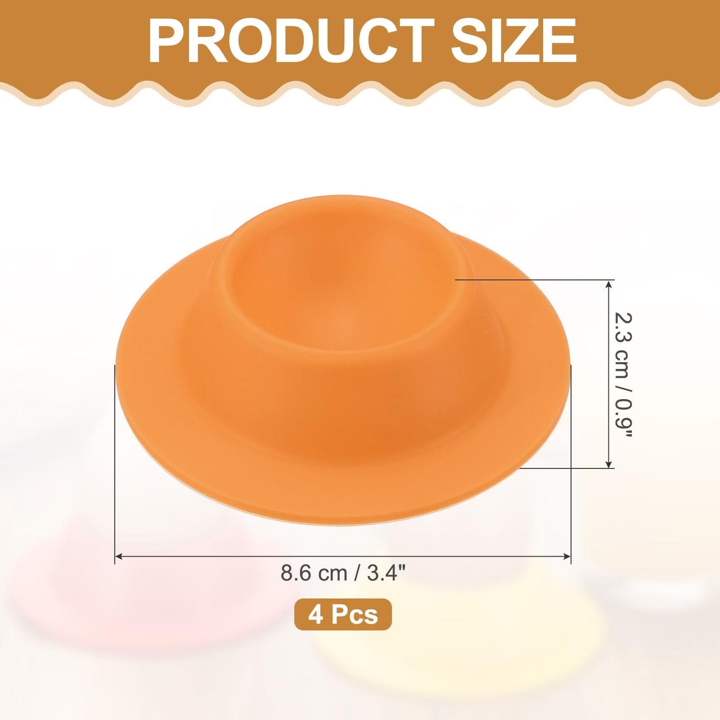 uxcell 4 Pack Soft Boiled Egg Holder, Nonstick Silicone Egg Poacher Cups Poached Cups Kitchen Breakfast Gadget for Microwave Air Fryer Stove Top Cooking Boiled Poached, Orange
