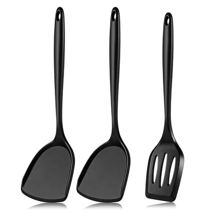 3 Pieces Silicone Spatula, Pacifier-Grade Silicone Spatulas Set Heat Resistant 600℉ for Food Safety, Premium Non-Stick Silicone Solid Turner BPA Free for Cooking, Enhances Cooking Comfort