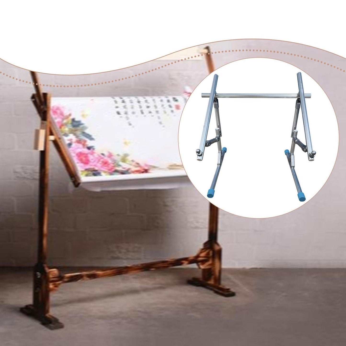 Wsymxuo Embroidery Stitch Stand, Aluminum Alloy, Sturdy, Practical Adjustable, Floor Standing, Embroidery Frame Stand, 1 Bar
